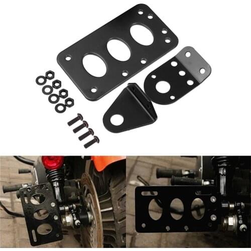 Universal Motorcycle Tail Light License Plate Holder Side Mount Bracket Black Retro Accessories For Harley Bobber Chopper