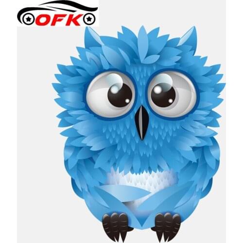 Creative Blue Big-eyed Owl Car Sticke Accessories Vinyl PVC Motorcycle Windshield Window Styling Decal 13cm*11cm