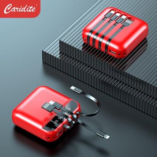 Caridite Power Bank for Xiao mi Mini10000mAh Portable Charging PowerBank iOS Type-C Andorid 3 in1 USB For i Phone 12 Pro Xs Max