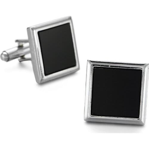 WN crazy promotions simple retro design black square Cufflinks fashion accessory men French Cufflinks