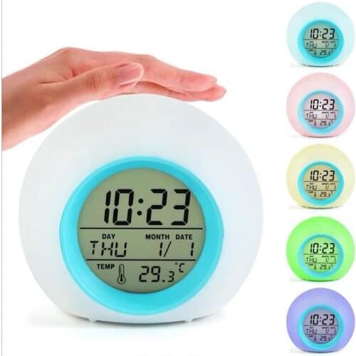 Clock Rich And Colorful Spherical Night Light Colorful Thermometer Plastic