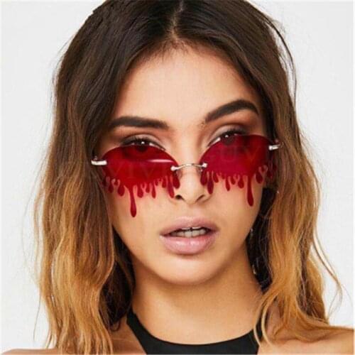 Hot Funny Rimless Crying Vintage Shades Mirror Tears Drip Tear Drop Sunglasses 2021