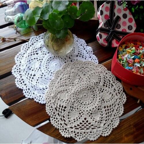 Zakka 2015 fashion 25cm Round 12 pics/lot cotton crochet lace doilies for table decor placemat coaster felt potholder dinner mat