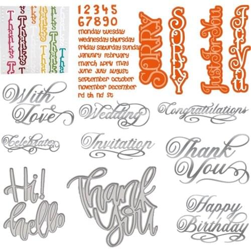 Hello Thank you With Love Metal Cutting Dies Stencils For DIY Scrapbooking Decoration Embossing Supplier Handcraft Die Cut 2019