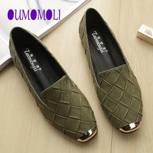 Ladys weaving Glitter Flats Pointed toe Plus size Loafers Women 34-43 2021 New arrivals Breathable Slip-ons Q119