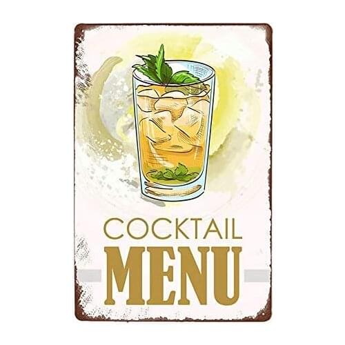 Tin Signs Various Cocktail Menus Metal Sign for Bedroom Cafe Home Bar Pub Coffee Beer Kitchen Bathroom Funny Wall Decor