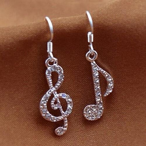 1 Pair Earrings Trendy Cute Fashion Crystal Music Note Ear Stud For Women Girl New Jewelry