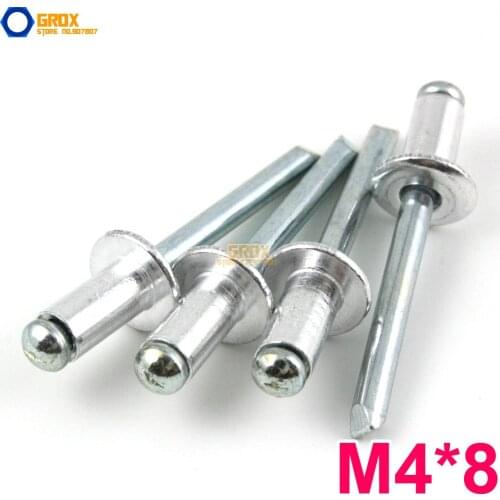 100 Pieces M4*8 Aluminum Blind Rivet Pop Rivet Dome Head Open End