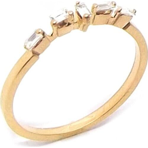 14k Gold Natural Diamond Baget Five Stones Ring PY1461