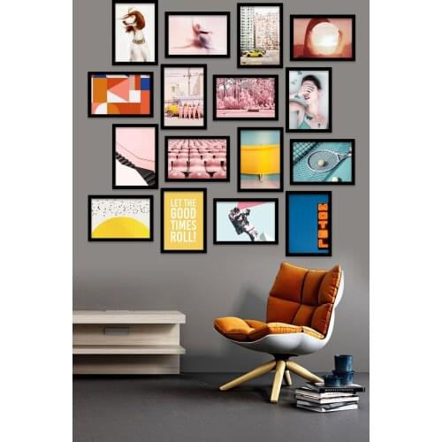 16 Parça Çerçeve Görünümlü Mdf Tablo Seti