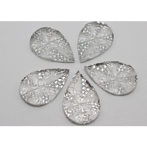 20 Clear Flatback Resin Glitter Dotted Rhinestone Teardrop Cabochons 19X28mm