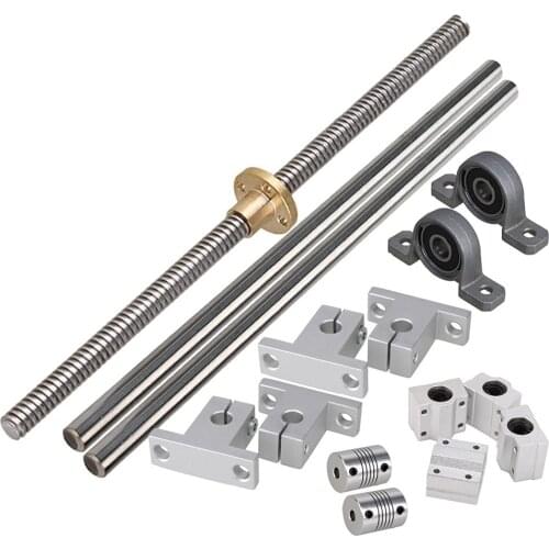 200mm Horizontal Optical Axis & 2mm Lead Screw Dual Rail Shaft Support Pillow Block Bearings & Flexible Shaft Coupling Set of 15