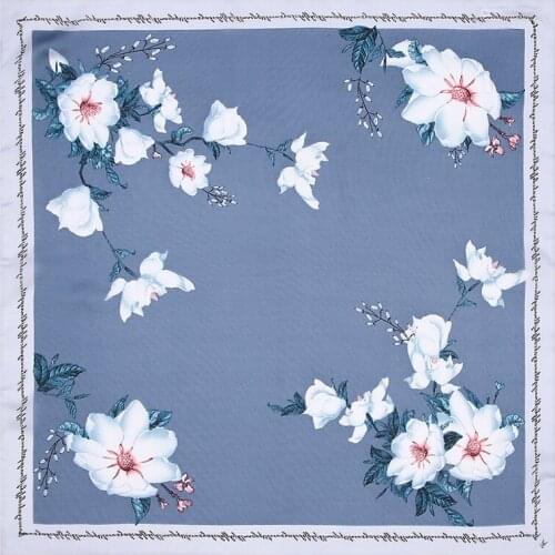 2021 Summer Square Scarf 53*53CM Fresh Style Womens Silk Scarf Fashion Kapok Print Ladies Handkerchief For Head R2