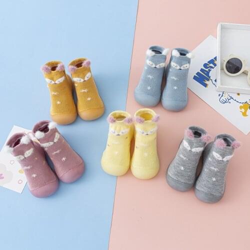 2021 Winter Baby Toddler Fox Shoes Non-Slip Anti-Off Foot Thicker Floor Knitted Socks First Walker 5Kinds 5Size 082 KeDing