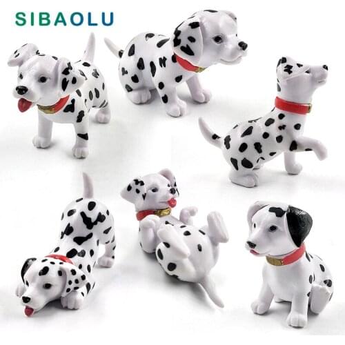 6pcs Dalmatian Puppy Spot Dog figurine cartoon animal Model home decor miniature fairy garden decoration DIY accessories modern