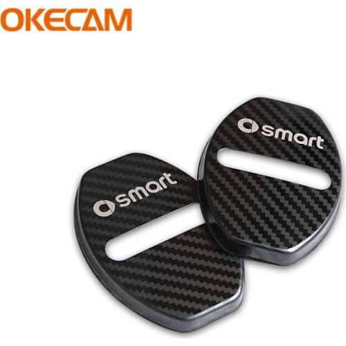 For Mercedes Smart fortwo 451 Car Styling Accessories Carbon fiber Door Lock Cover Decorative Anti-rust Protective Cover