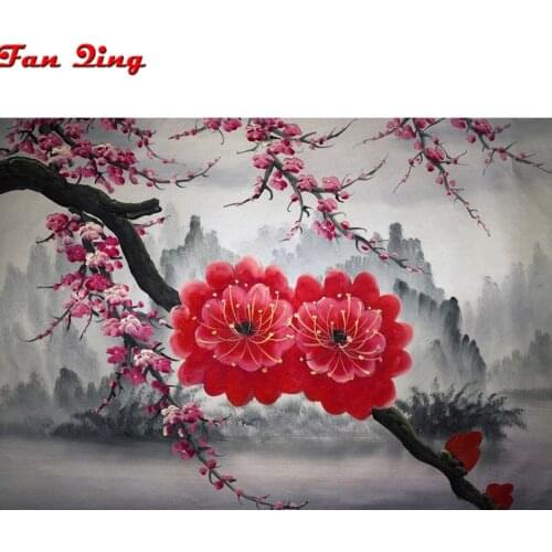 5d Diy Diamond Painting Plum blossom Cross Stitch Square Round Diamond Embroidery Chinese landscape painting mosaic decor