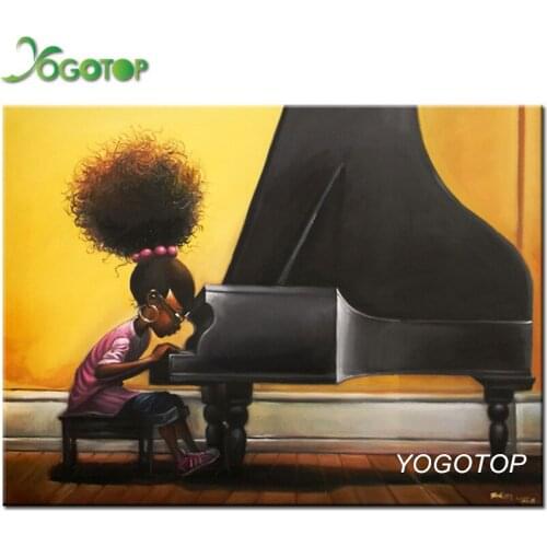 DIY Diamond Painting African girl playing the piano full square round diamond embroidery mosaic picture rhinestone YY3383