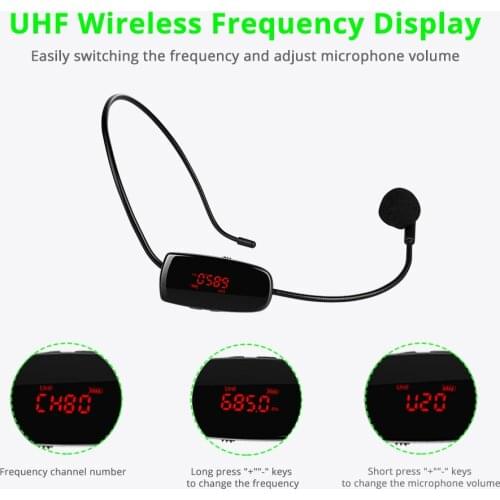 UHF Wireless Microphones Stage Wireless Headset Microphone System Mic For Loudspeaker Teaching Meeting Tour Guide Speech