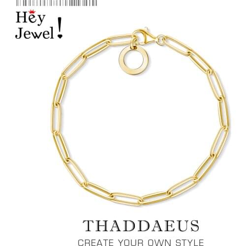 Golden Link Chain Charm Bracelets,2020 Summer New Ethnic Gift for Women Men,Europe 925 Sterling Silver Fashion Jewelry Acessorie