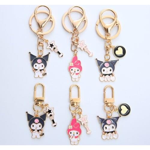 2Pcs Cute Cartoon Animal Rabbit Keychain Phone Charm Accessories Bag Car Heart Key Chains For Couple Lovely Gifts Wholesale