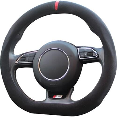 D Shape Car Steering Wheel Cover For Audi TT A3 Q5 R8 RS5 RS7 S3 S4 S5 D Type Steering-Wheel 4 Seasons Non-slip Protector Wrap