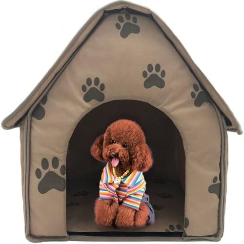 Dog Cat House Kennel With Paw Print Pet Sleeping Beds Outdoor Travel Warm Tent House For Dogs Pet Supplies Print Small Dog Cloth