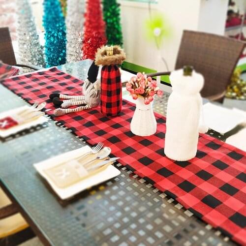Double New Christmas Decorations Plaid Table Banner Christmas Plaid Tablecloth Placemat Table Decor Decorative Mat
