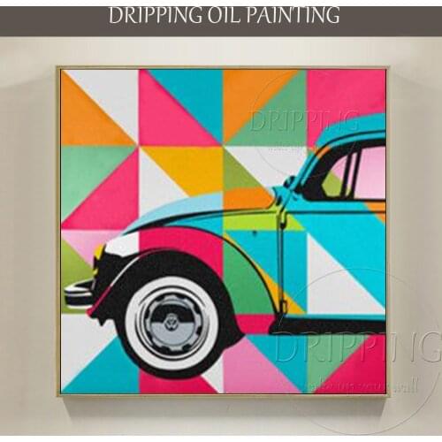 Artist Hand-painted Modern Nordic Car Oil Painting on Canvas Special Modern Wall Art Colorful Car Oil Painting for Living Room