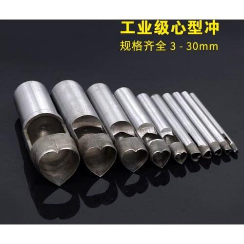 Leather Craft Tools Heart Shaped Cutter Punch Leather Handmade Craft Tools Punching 110mm length 3-15mm