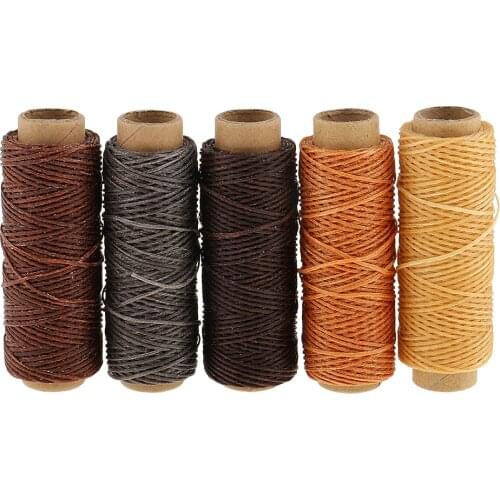 7 Pieces Curved Upholstery Hand Sewing Needles with Leather Waxed Thread and Drilling Awl and Thimble