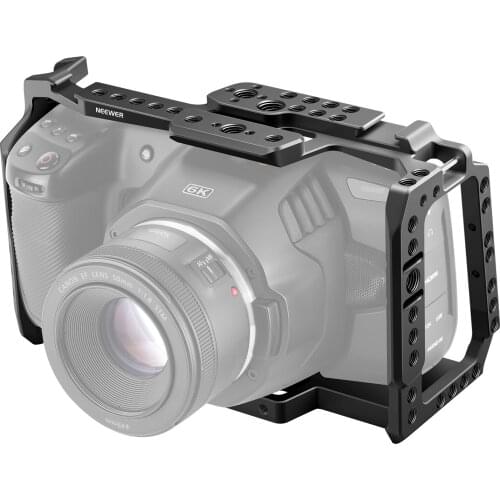 Neewer Camera Cage For Blackmagic BMPCC 4K and 6K,Rig Stabilizer with 1/4” & 3/8” Threads,Cold Shoe for Vlogging, Filmmaking