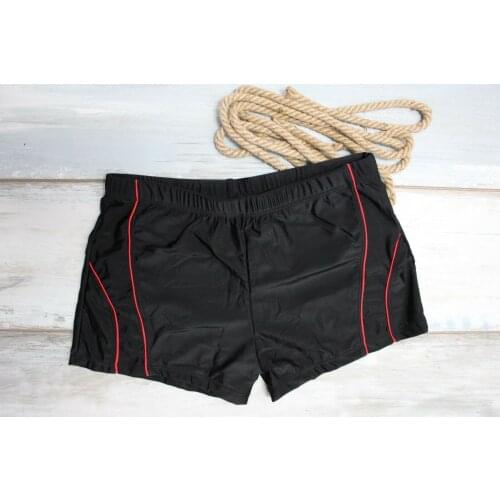 Swimsuits Men Black Red Striped Swimming Boxer Shorts Swimwear Trunks