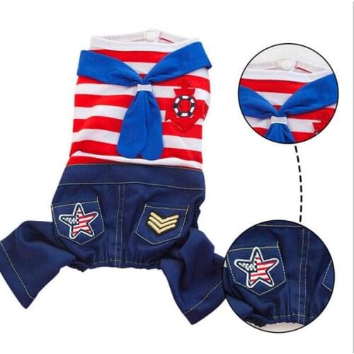 Cute Navy Dog Costume pet dog clothes Chihuahua Yorkshire small dog jumpsuit pet dog shirt good quality