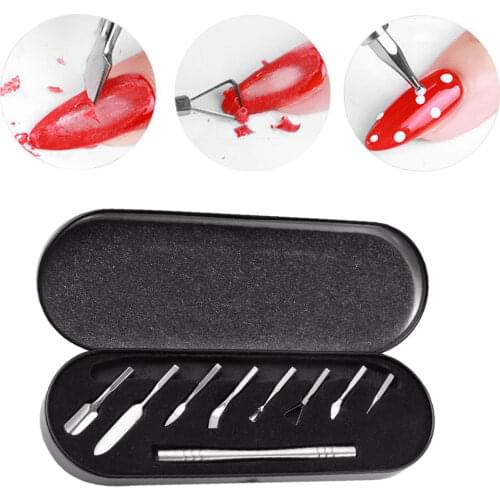 Cuticle Pusher Set with Storage Box Dead Skin Nail Cleaner Tools Stainless Steel Remover Nail Polish Kit