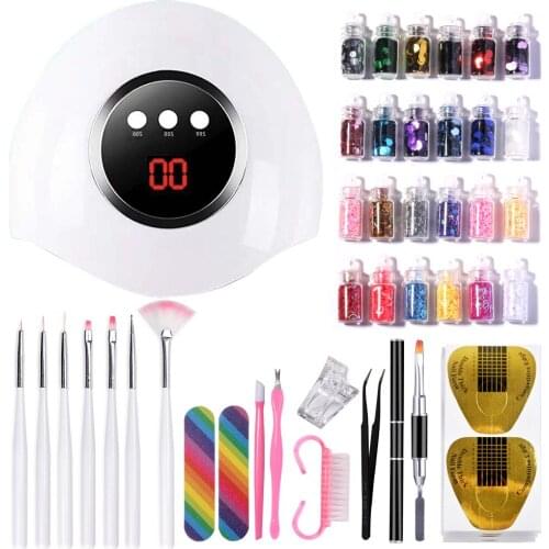 Poly Nail Gel Kit Professional Nail Gel Set With 54W UV Lamp Extension Gel Nail Polish All For Manicure Gel Set