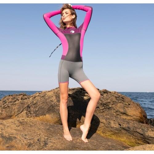 1.5MM Neoprene Women Long Sleeve One Piece Wetsuit Warm Sunscreen Surfing Suit Beach Snorkeling Surfing Wetsuit Water Sports