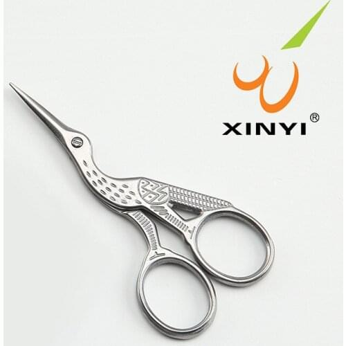 Newest Professional Stainless Steel Vintage Classic Embroidery Scissors Nail Art Stork Crane Bird Scissors Cutters Styling Tools