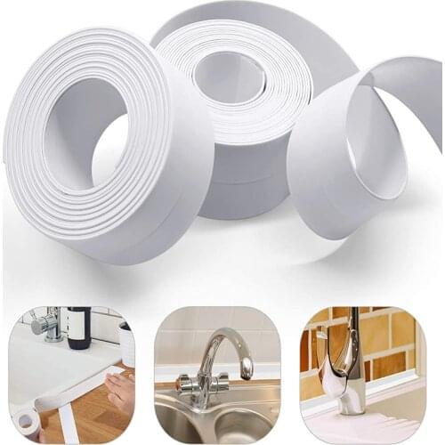 2021 New PVC Bathroom Kitchen Shower Sink Bathtub Seal Tape Caulk Strip Self Adhesive Waterproof Wall Sticker Sink Edge Tape