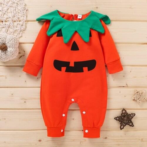 2021 New Baby Boys Girls Halloween Costuem For Newborn Infant Boys Jumpsuit Cute Pumpkin Rompers Clothes 0-24M