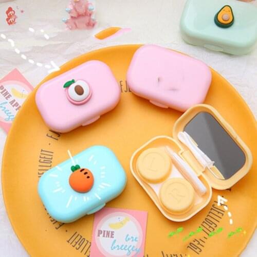 New Stylish Cartoon Contact Lenses Box Heart Cosmetic Contact Case Cute Care Contact Holder Container Portable Care Kit Gift