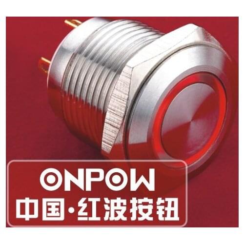 ONPOW 16mm 1NO ring illuminated stainless steel Metal Pushbutton switch (GQ16F-10E/J/R/1.8V/S) CE,ROHS