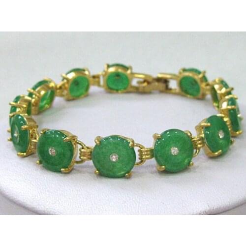 Wholesale chinese plated inlay green AAA 7.5" Bracelet fashion jewelry
