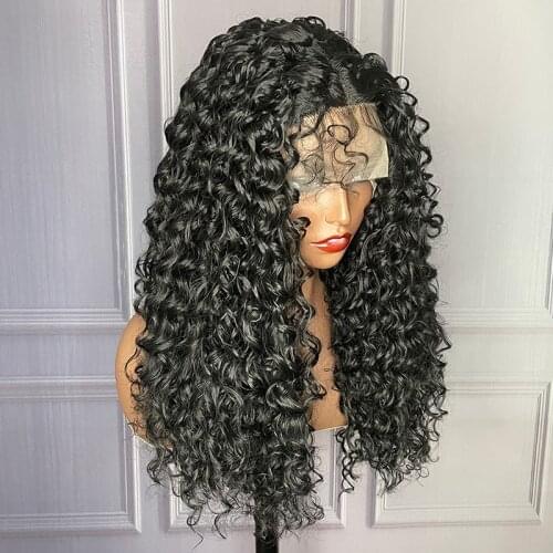 26Inch 180%Density Long Kinky Curly Synthetic Lace Front Wig Glueless 13x4 Lace Wigs For Women With Baby Hair Daily Wear Wigs