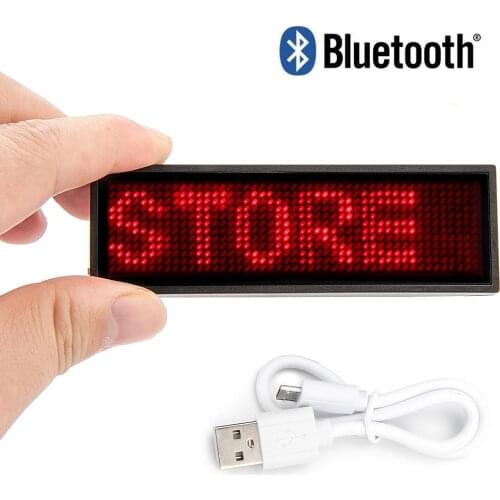 12 x 48 pixels Red LED Name Badge Russian Programmable Message Sign Board Support Arabic etc Multinational language