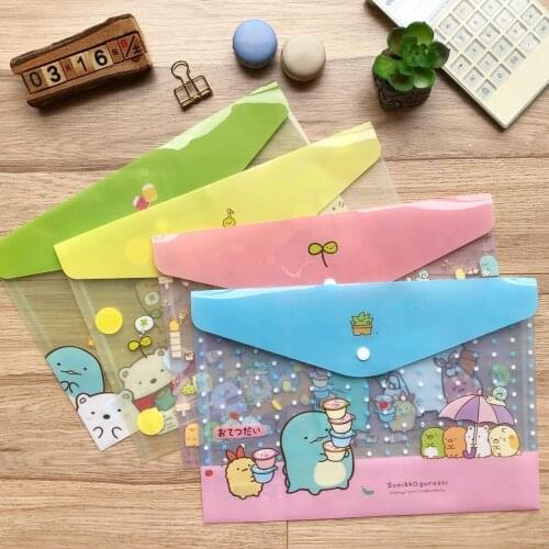 12 pcs/lot Transparent Sumikko Gurashi A4 File Holder Cute Press Document bag Pencil Case Stationery gift office school supply