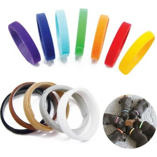 Resusable Dog Bands 12 Collars Whelping Kitten ID Adjustable Pet Cat Puppy Soft