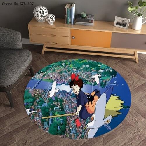 Kikis Delivery Service Round Carpet 3D Print Miyazaki Hayao Carpet For Home Mat Kitchen Floor Rug For Living Room Floor Carpet