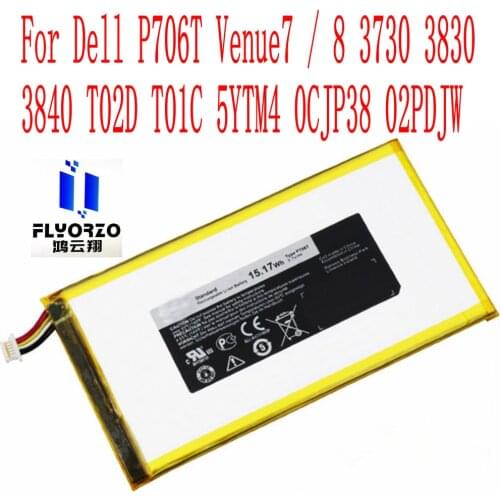 New High Quality 4100mAh P706T Battery For Dell P706T Venue7 / 8 3730 3830 3840 T02D T01C 5YTM4 0CJP38 02PDJW tablet PC