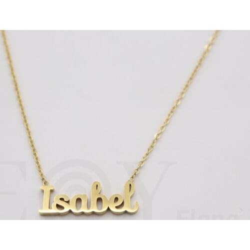 Collar De Acero Inox Con Nombre De Isabel Color Dorado Alta Calidad Envió Desde España